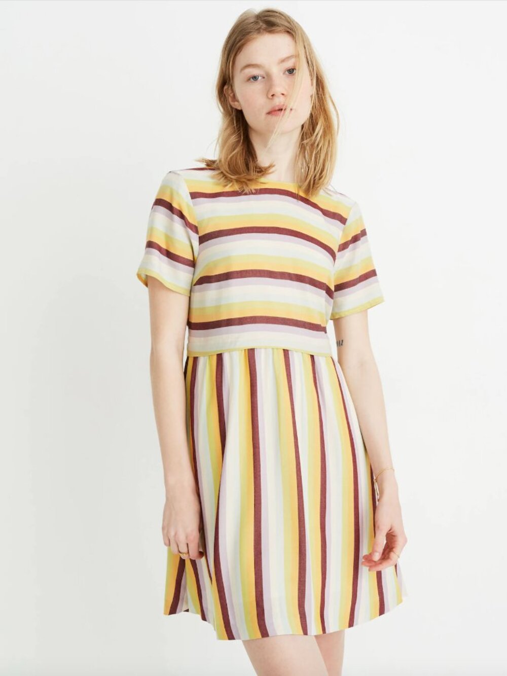 Madewell Striped Scoop-Back Dress